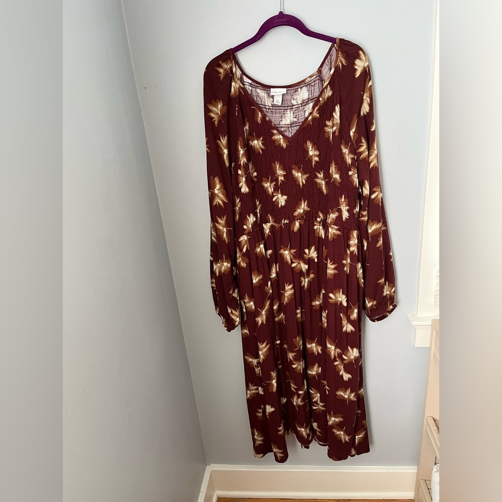 Ava & Viv Red‎ Long Sleeve V-Neck Sundress